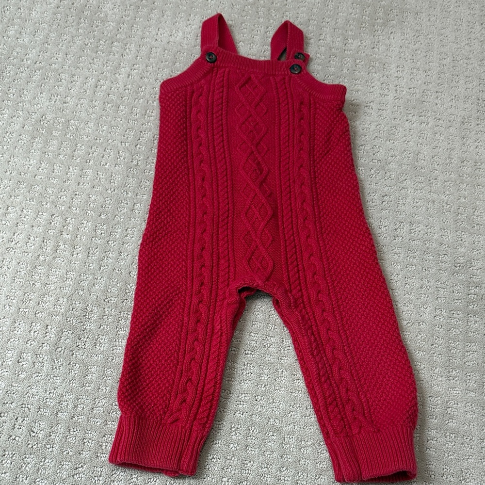 Hanna Andersson Red Knit Overalls